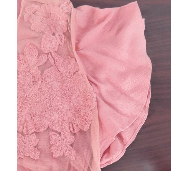 Band of Gypsies Maxi Dress Women's Size L Mauve Crepe Mesh Embroidered - Picture 10 of 16